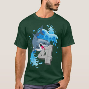 Kids 4th sharks birthday Themed Party Four Years O T-Shirt
