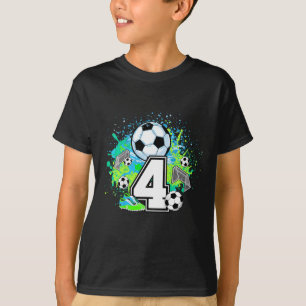 Kids 4th Soccer Birthday Party 4 Year Old Soccer P T-Shirt