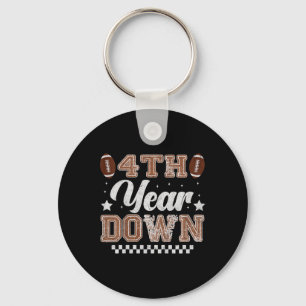 Kids 4th Year Down Football Birthday Party 4th Bir Keychain