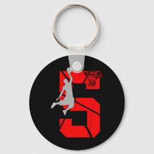 Kids 5 Year Old 5th Basketball Birthday PartyTheme Keychain
