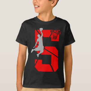 Kids 5 Year Old 5th Basketball Birthday PartyTheme T-Shirt