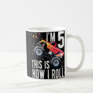 Kids 5 Year Old  5th Birthday Boy Monster Truck Ca Coffee Mug