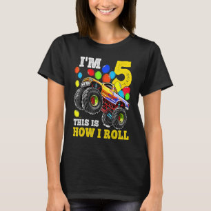 Kids 5 Year Old  5th Birthday Boy Monster Truck Ca T-Shirt