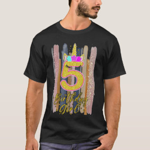 Kids 5 Year Old 5th Birthday Girl Teens Unicorn Fa T-Shirt