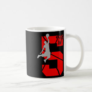 Kids 5 Year Old 5th Bysketbyll Birthday Partytheme Coffee Mug