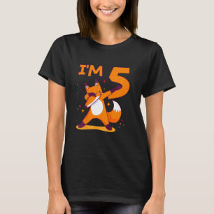 Kids 5 Year Old Animal Dabbing Fox 5th Birthday T-Shirt