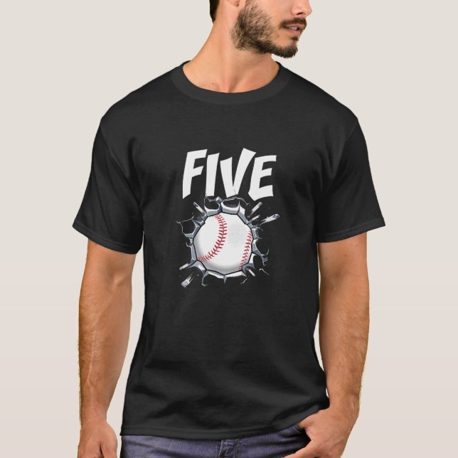 Kids 5 Year Old Baseball Birthday Party Theme 5Th T-Shirt (Front)
