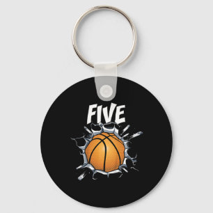 Kids 5 Year Old Basketball Birthday Party Theme 5t Keychain