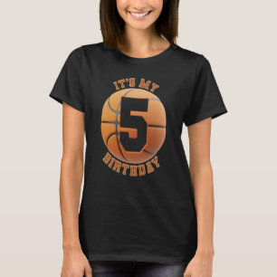 kids 5 year Old Birthday Boys basketball 5th birth T-Shirt