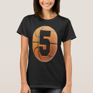 kids 5 year Old Birthday Boys basketball 5th birth T-Shirt