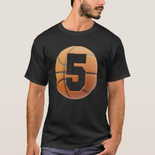 kids 5 year Old Birthday Boys basketball 5th birth T-Shirt
