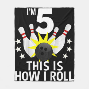 Kids 5 Year Old Bowling Birthday Party  How I Roll Fleece Blanket