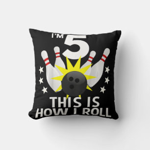 Kids 5 Year Old Bowling Birthday Party  How I Roll Throw Pillow