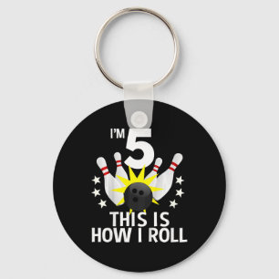 Kids 5 Year Old Bowling Birthday Party Shirt How I Keychain