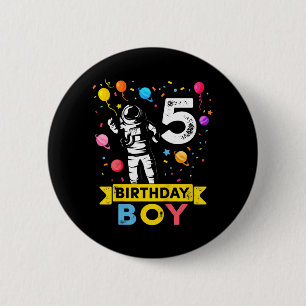 Kids 5 Year Old Boy Astronaut 5th Birthday Boy  2 Inch Round Button