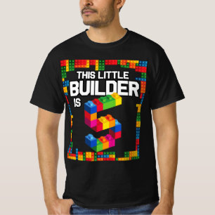 Kids 5 Year Old Building Blocks Birthday  Brick 5t T-Shirt