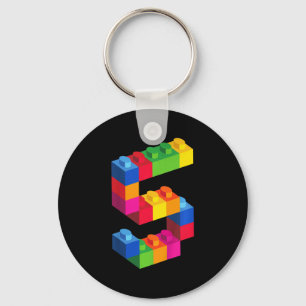 Kids 5 Year Old Building Blocks Birthday  Bricks 5 Keychain