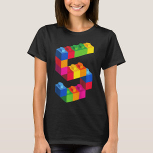 Kids 5 Year Old Building Blocks Birthday Bricks 5 T-Shirt