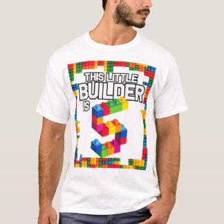 Kids 5 Year Old Building Blocks Birthday T Brick 5 T-Shirt