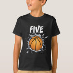 Kids 5 Year Old Bysketbyll Birthday Party Theme 5t T-Shirt<br><div class="desc">Kids 5 Year Old Bysketbyll Birthday Party Theme 5th Boy Girl Gift</div>