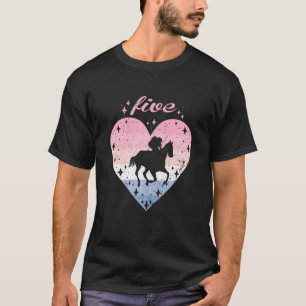 Kids 5 Year Old Cute Horse Riding Birthday Girl 5t T-Shirt