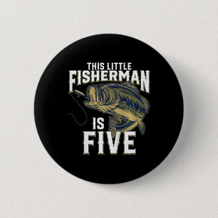 Kids 5 Year Old Fishing Birthday Party Fisherman 5 2 Inch Round Button