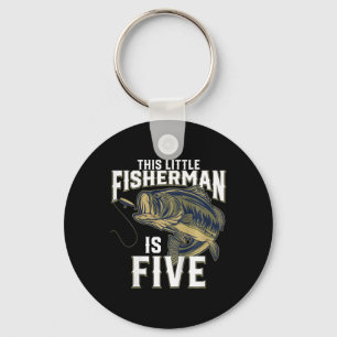 Kids 5 Year Old Fishing Birthday Party Fisherman 5 Keychain