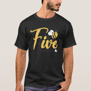 Kids 5 Year Old Girl Bee Themed 5th Birthday Kids  T-Shirt