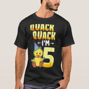 Kids 5 Year Old Girl Boy Duck 5th Fifth Birthday P T-Shirt