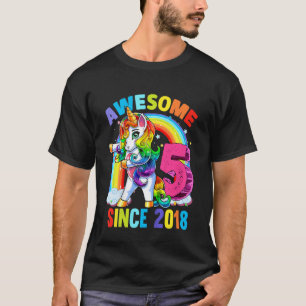 Kids 5 Year Old Girls Teens Dabbing Unicorn 5th B T-Shirt