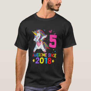 Kids 5 Year Old Girls Teens Dabbing Unicorn 5th B T-Shirt