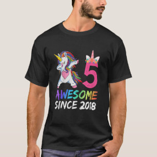 Kids 5 Year Old Girls Teens Dabbing Unicorn 5th B T-Shirt