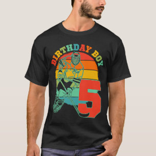 Kids 5 Year Old Ice Hockey Retro Birthday Party 5t T-Shirt