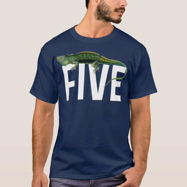 Kids 5 Year Old Lizard 5th Birthday Reptile Gift T-Shirt (Front)
