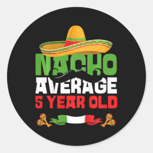 Kids 5 Year Old Mexican Fiesta 5th Birthday Party Classic Round Sticker