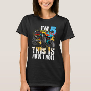Kids 5 Year Old Monster Truck 5th Birthday Party B T-Shirt