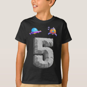 Kids 5 Year Old Outer Space Birthday Party T-Shirt