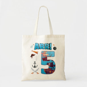 Kids 5 Year Old Pirate B-day Party 5th Birthday AR Tote Bag