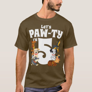 Kids 5 Year Old Puppy Dog Birthday Pawty Dogs 5th T-Shirt
