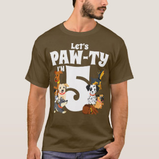 Kids 5 Year Old Puppy Dog Birthday Pawty Dogs 5th  T-Shirt