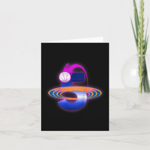 Kids 5 Year Old Space Basketball 5th Birthday Part Card