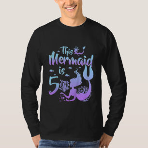 Kids 5 Year Old This Mermaid Is 5th Birthday Girl T-Shirt