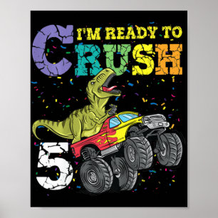 Kids 5 Years Old 5th Birthday Dinosaur Trex boy g Poster