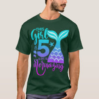 Kids 5 Years Old Girl Mermaid 5th Fifth Birthday F