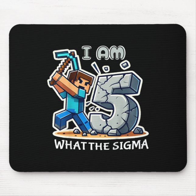 Kids 5 Years Old Sigma Pixel Art Mining Gamer Styl Mouse Pad (Front)
