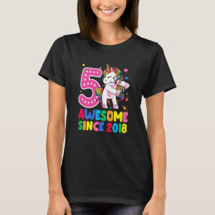 Kids 5 Years Old Unicorn Flossing 5th Birthday Gir T-Shirt