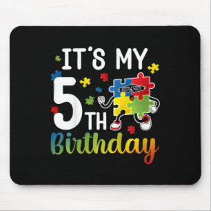 Kids 5th Autism Birthday Party Five Year Old Autis Mouse Pad