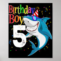 Kids 5th Birthday Boy Shark  Jaw-Some Five  Boys 