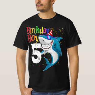 Kids 5th Birthday Boy Shark Jaw-Some Five Boys T-Shirt