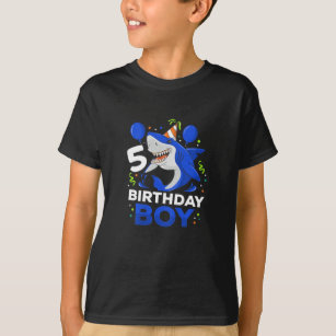 Kids 5th Birthday Boy Shark Ocean Theme Party 5  T-Shirt